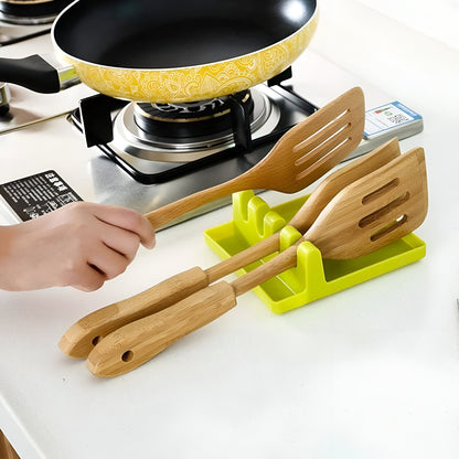 4 Slots Cooking Utensil Storage Rack | Silicone Spoon Rests Mat Stand