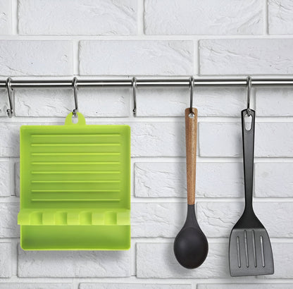 4 Slots Cooking Utensil Storage Rack | Silicone Spoon Rests Mat Stand