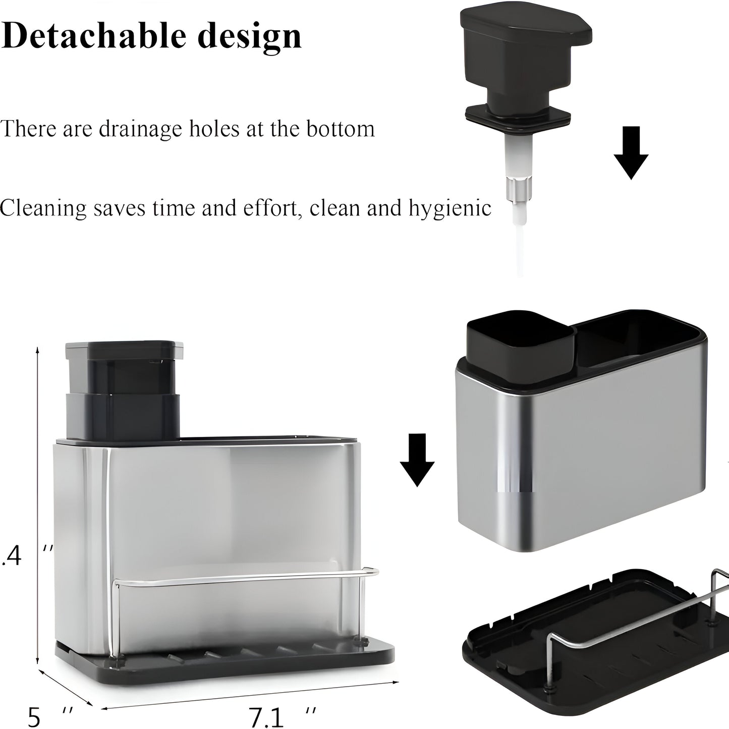 3-in-1 Kitchen Organizer Rack with Soap Dispenser